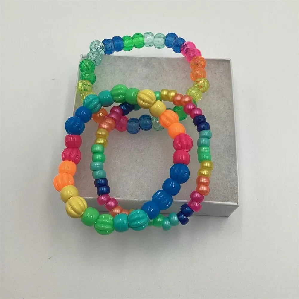 Multicolor Beaded Stretchable Bracelet Set 7.4 Inch‎ Casual